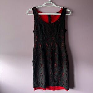 Forever 21 Elegant Black and Red Lace Dress